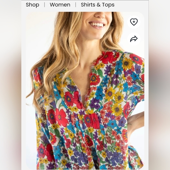 NATURAL LIFE Red Yellow and Blue Floral Relaxed Lightweigth Tunic L/XL - Picture 1 of 9